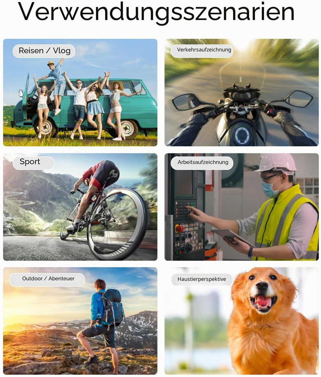 GLOGLOW Haustierhalsband-Kamera, 120° Weitwinkel-Katzenhalsband-Kamera, Sport-Action-Kamera, Mini-Kö