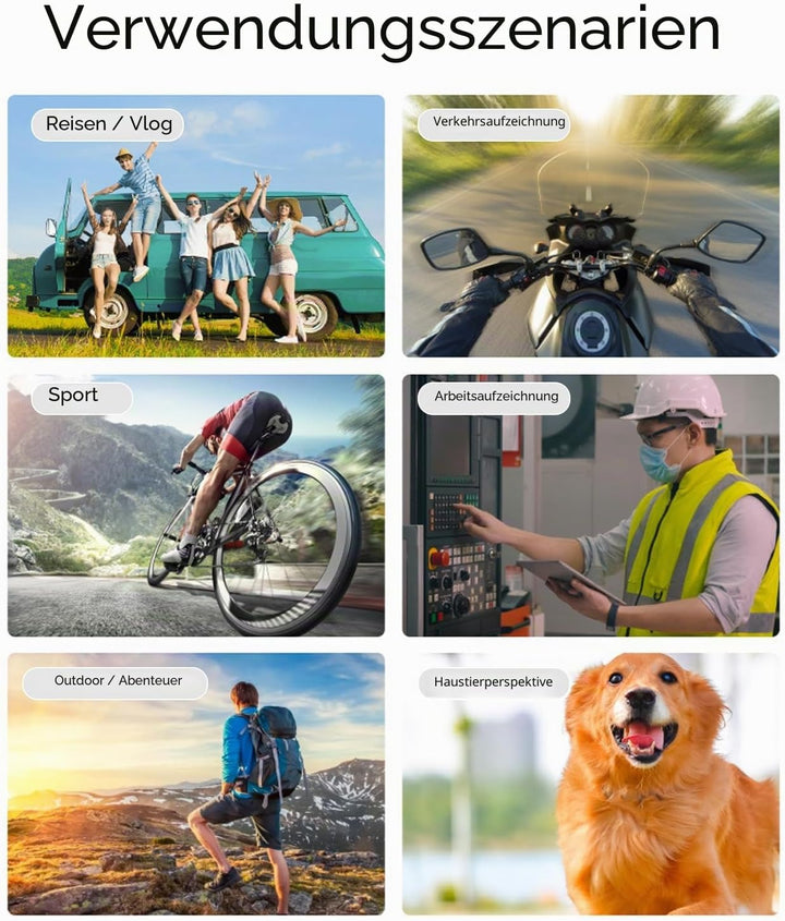 GLOGLOW Haustierhalsband-Kamera, 120° Weitwinkel-Katzenhalsband-Kamera, Sport-Action-Kamera, Mini-Kö