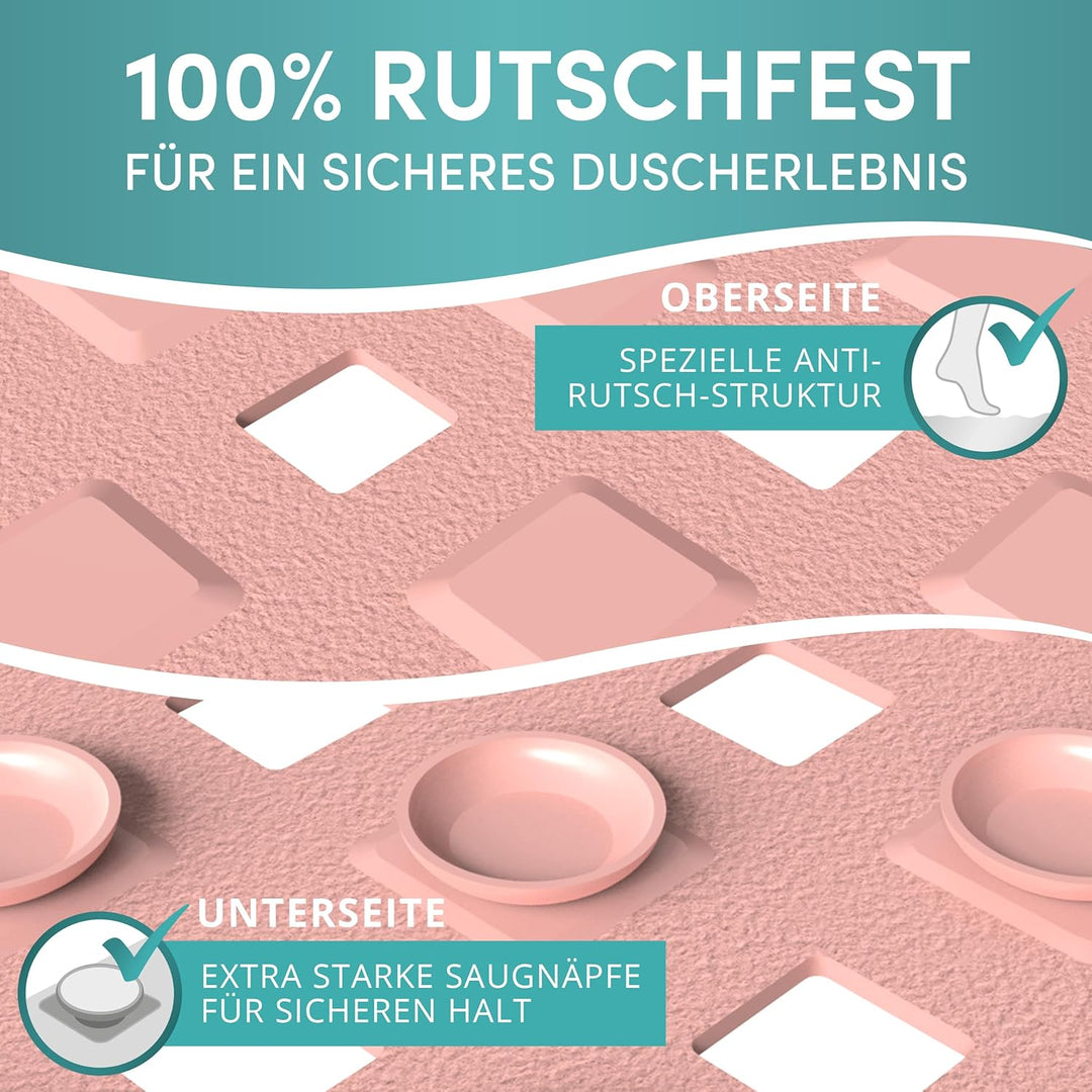 Engelbach® Duschmatte rutschfest 53x53cm - Inklusive Haken zum Aufhängen - 100% BPA-frei - Antirutsc