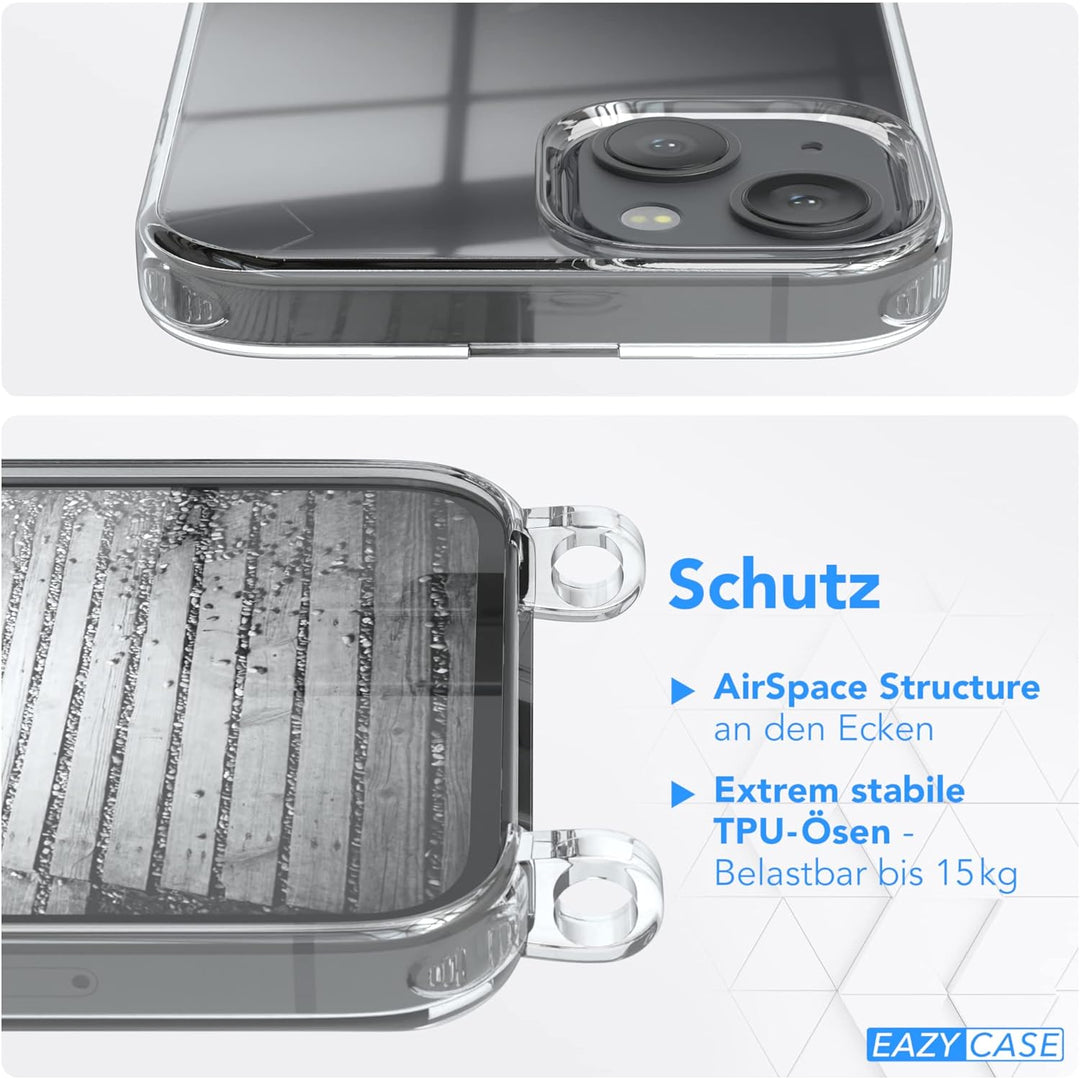 EAZY CASE Handykette kompatibel mit iPhone 13 Handyhülle mit Metall Umhängeband und Ersatz Kordel sc