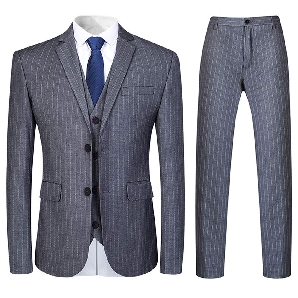 YOUTHUP Anzug Herren Slim Fit 3 Teilig Vertikale Streifen Anzüge Business Herrenanzug Sakko Weste Ho