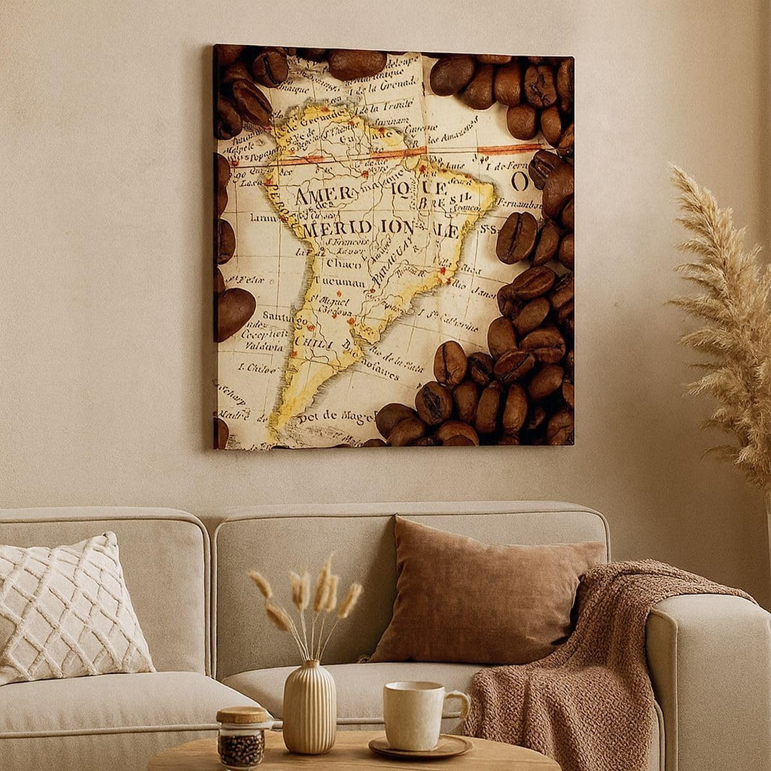 ARTTOR Bilder auf Leinwand Südamerika Samen Kaffee Leinwandbild 60x60cm Wandbilder Dekoration Wohnzi