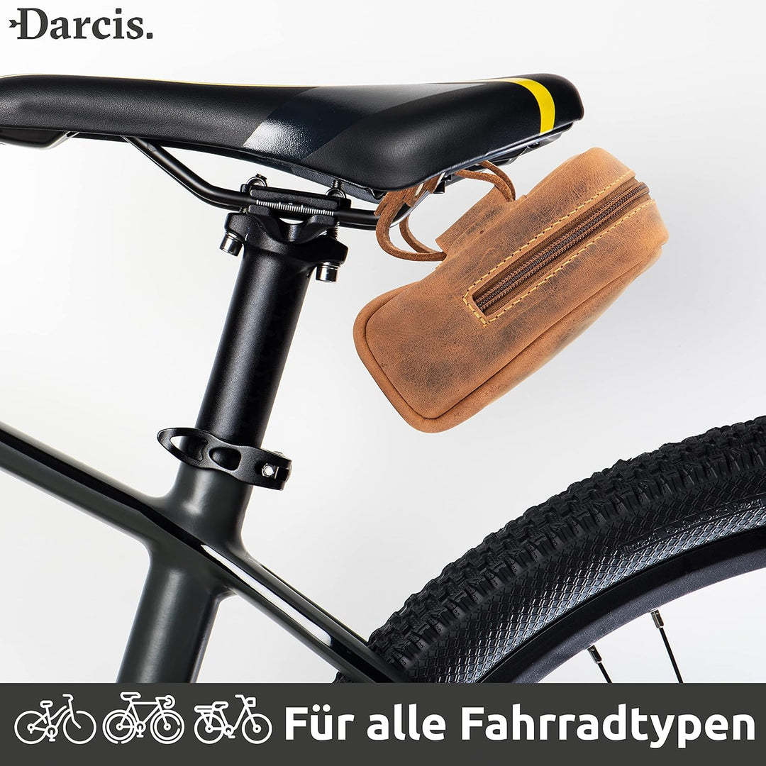 Fahrradtasche aus Leder in Braun - Satteltasche mit 2 Schlaufen - Langlebig und robust durch unser R
