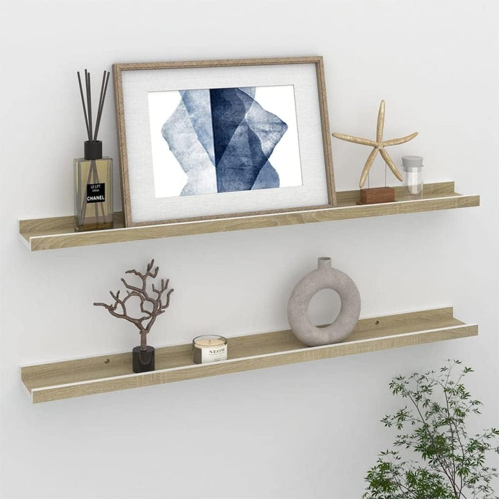 homiuse Wandregal 2 STK. Weiss und Sonoma-Eiche Wandregal Holz Wand BüCherregal Wandregal KüChe KüCh