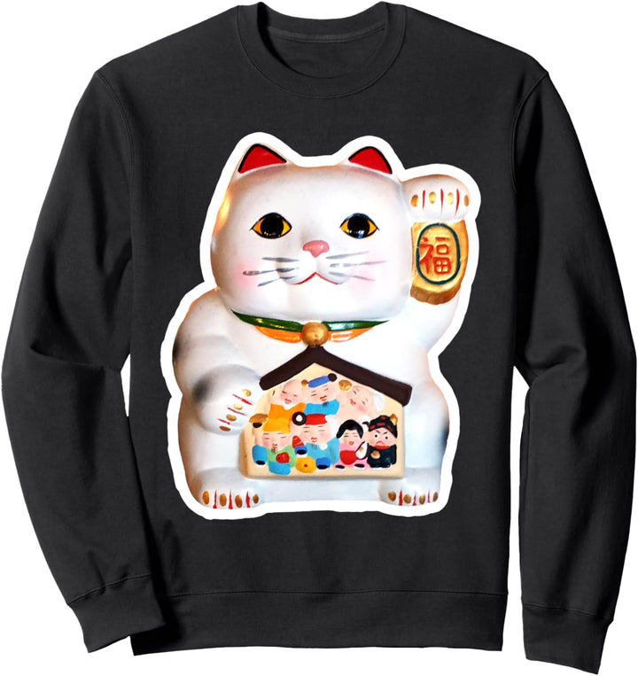 Winkekatze Maneki Neko Lucky Cat Meditation Glücks Katze Sweatshirt