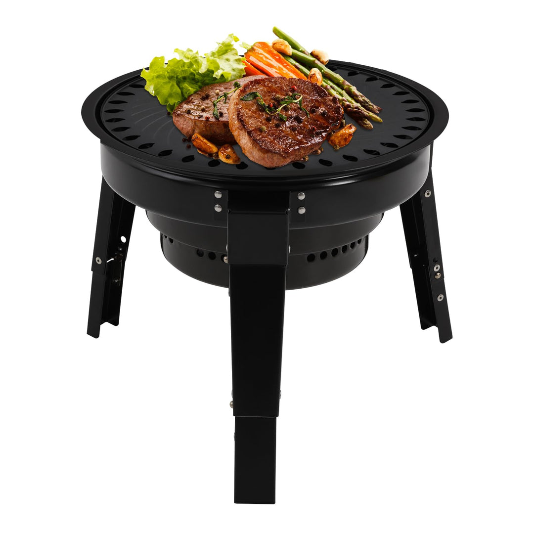 Holzkohlegrill, Grill Kohlegrill, BBQ Grill mit Grillpfanne & Holzkohle-Netz, Tragbar, Zerlegbar, fü