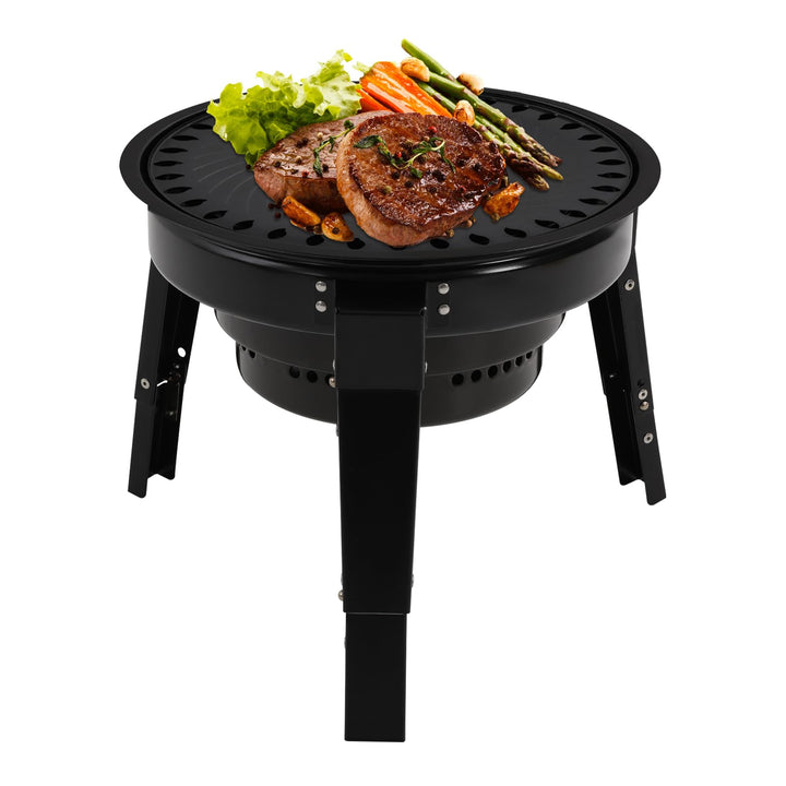 Holzkohlegrill, Grill Kohlegrill, BBQ Grill mit Grillpfanne & Holzkohle-Netz, Tragbar, Zerlegbar, fü