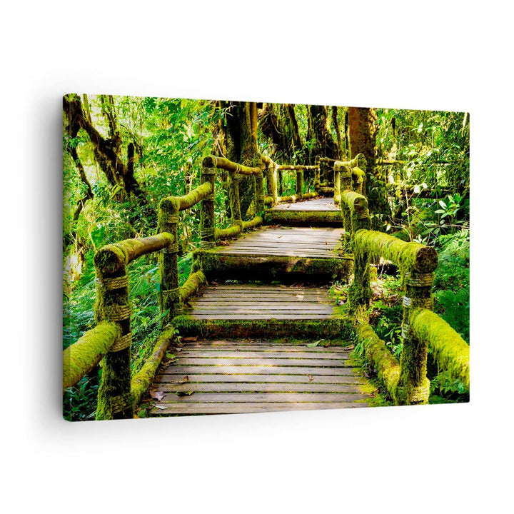 ARTTOR Bilder auf Leinwand Asien natur park brücke Leinwandbild 70x50cm Wandbilder Dekoration Wohnzi