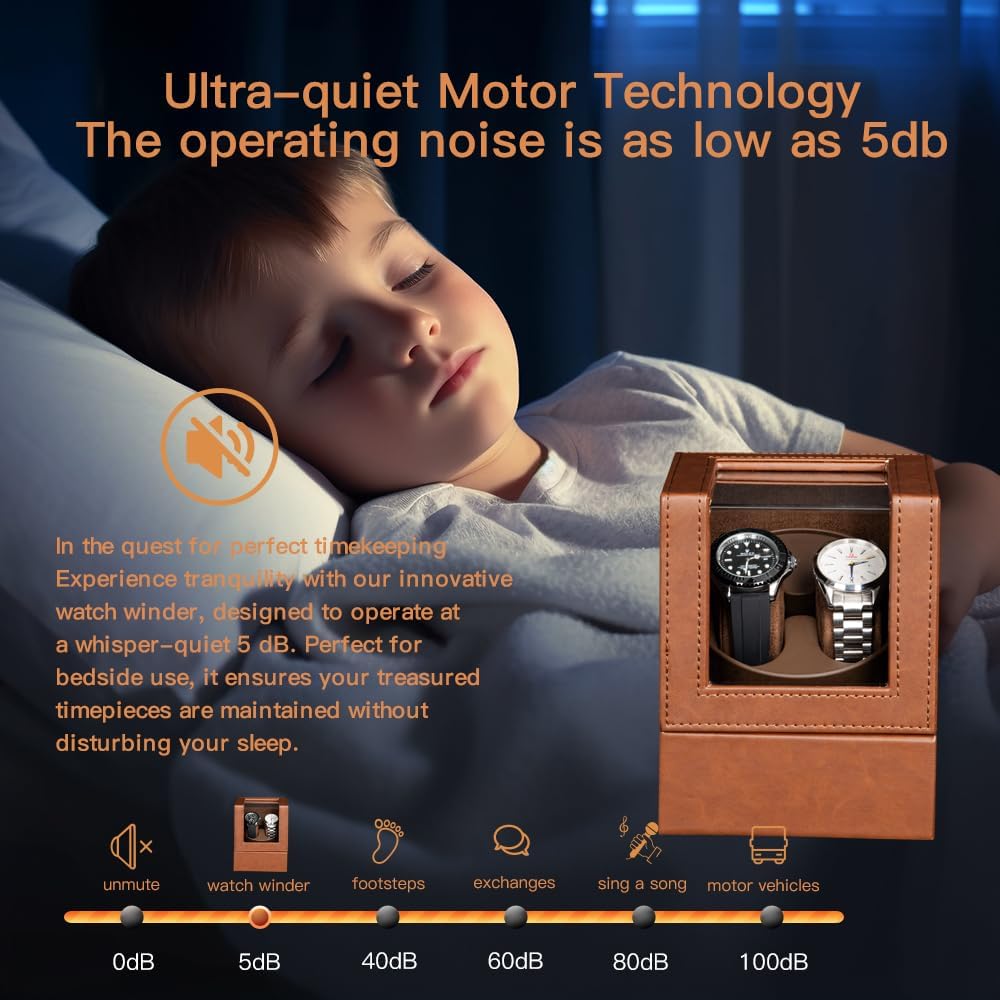 Automatische Uhrenbeweger Box,luxuriöser Uhrenbeweger,Uhrengehäuse mit leisem Mabuchi Motor,Batterie