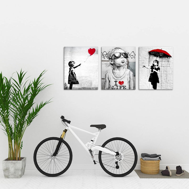 Novart FERTIG ZUM AUFHÄNGEN - Wandbilder Set Banksy - Collage XXL Wohnzimmer N003135a, 30x40 cm - 3B