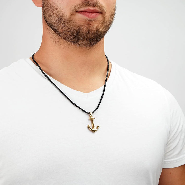 SERASAR Premium Leder Halskette Herren | Edelstahl Anhänger | Sicherer Verschluss | Drei Farben | In