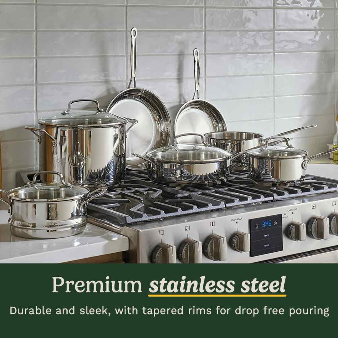 Cuisinart Chef’s Classic™ Edelstahl-Kochgeschirr-Set | 11-teilig: Stielkasserollen, Bratpfannen, Sup