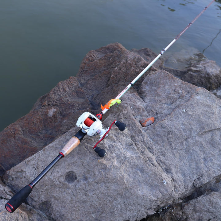 Sougayilang Casting Angelrute und Rollen-Kombi, 1.8m/2.1m MH Angelrute mit Baitcasting Rollen-Kombin