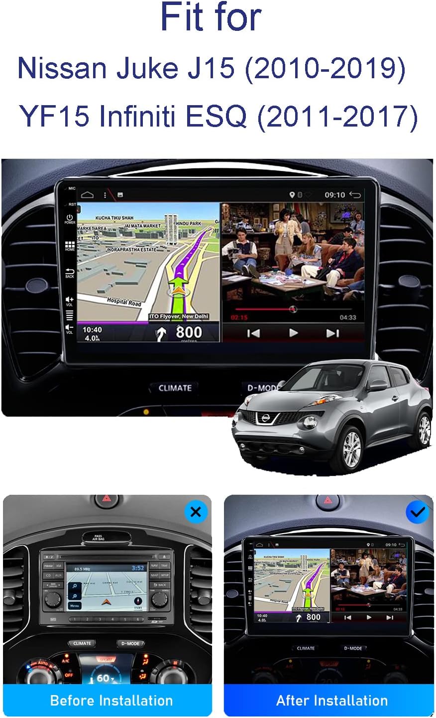 JOYX Android 15 Autoradio Passt für Nissan Juke J15 (2010-2019) / YF15 Infiniti ESQ (2011-2017) - 2G