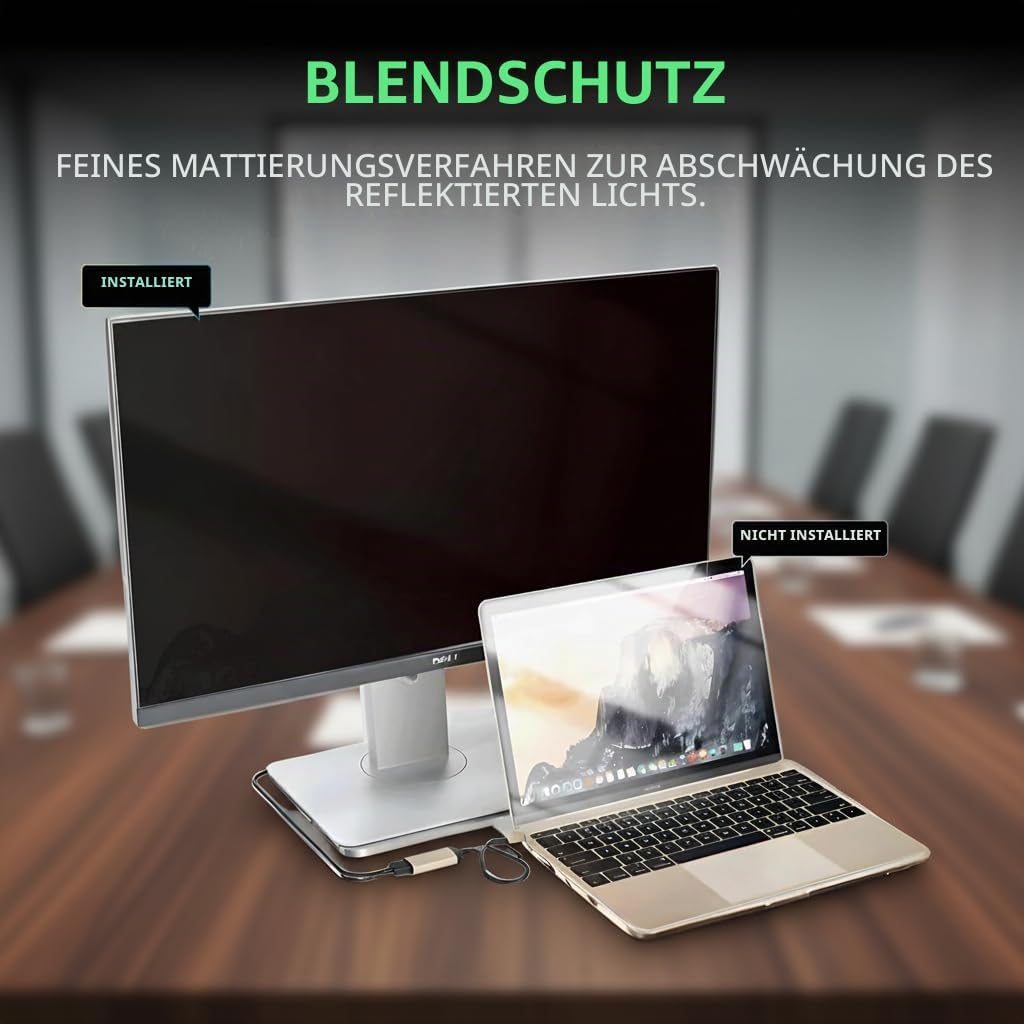 27 Zoll 16:9 Blickschutzfilter Monitor, Anti-Blaulicht &amp; Blendfrei, Abnehmbarer Sichtschutz Bildschi