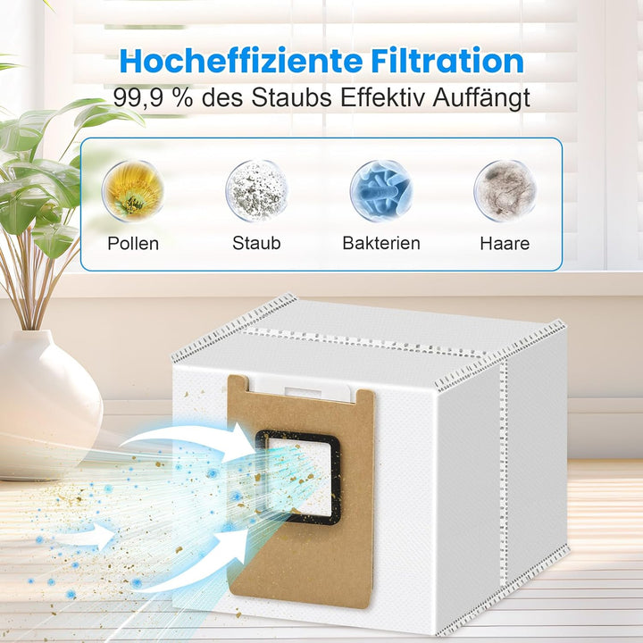 16 Stück Zubehörset für eufy E25 / E28 Omni Saugroboter mit 1 Paar Hauptbürsten, 4 Staubbeutel, 1 Wi
