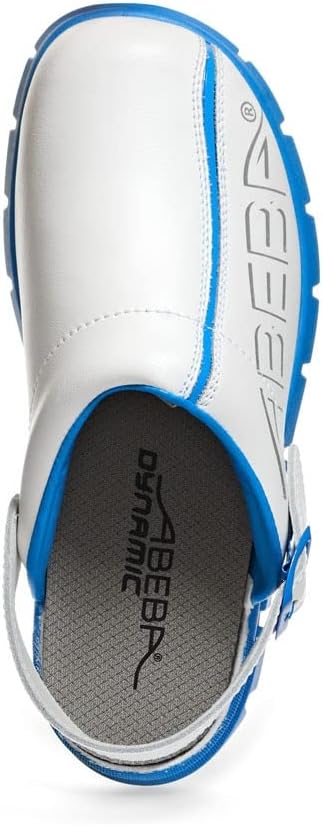 Abeba Berufsschuh-Clog 7312 Dynamic Pantoffeln, 7312-35 weiss blau mit aufdruck 35 EU, 35 EU