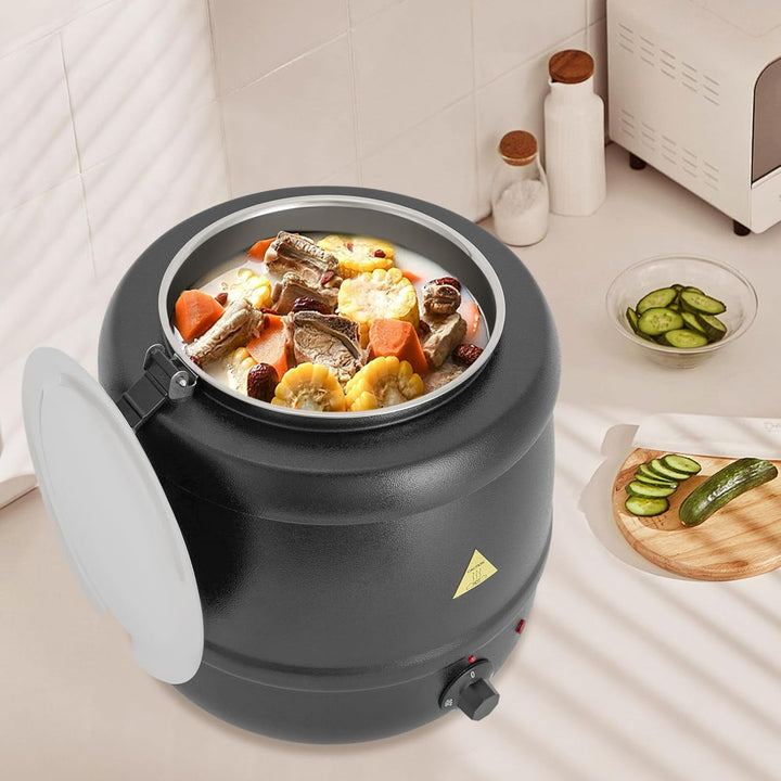 Suppentopf, Elektrischer Suppenwärmer 10L, Warmhaltebehälter für Gastronomie mit Temperaturregelung