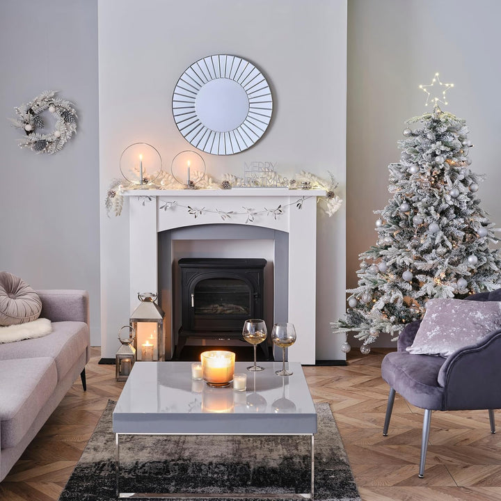 Ginger Ray SIL-429 Künstliche Blätter, Beeren, Glitzer-Girlande für Weihnachten, Kamin-Dekoration, 1