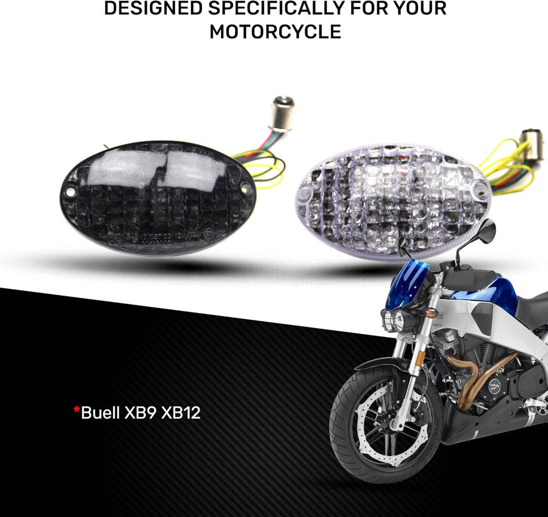 avdb-moto LED-Bremslicht mit integrierten Blinker kompatibel mit Buell XB9, XB12 (Getönt), Getönt