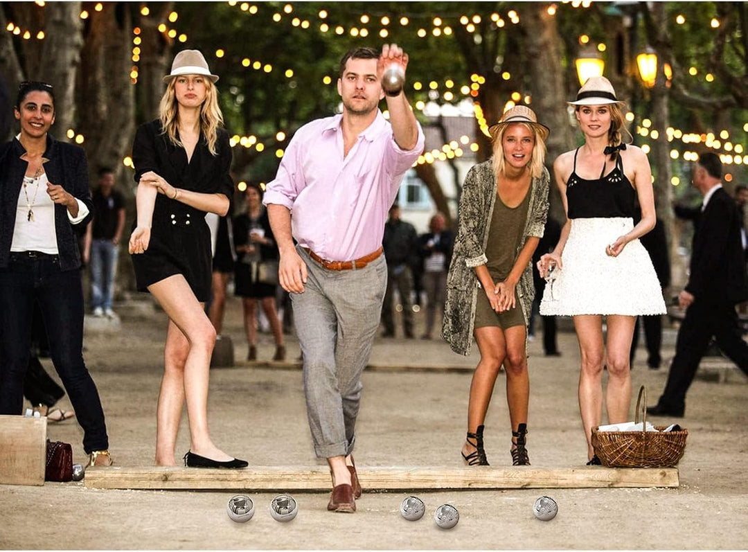 Homewit Boule Set mit 6 Metall Kugeln, Boccia & Petanque Spiel mit Tragetasche, Gartenspiel Outdoor