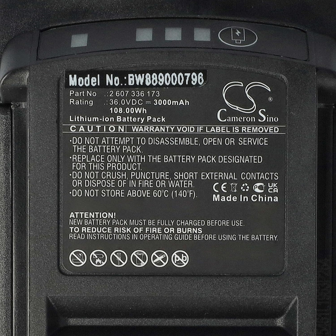 vhbw Akku kompatibel mit Bosch AdvancedRotak 36-750 | 36-650 Rasenmäher Akku-Gartengerät (3000mAh 36