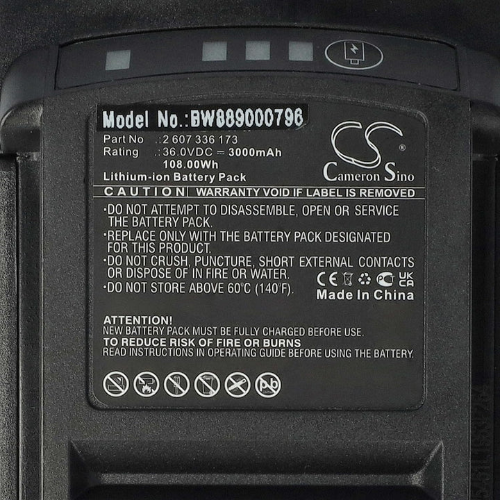vhbw Akku kompatibel mit Bosch AdvancedRotak 36-750 | 36-650 Rasenmäher Akku-Gartengerät (3000mAh 36