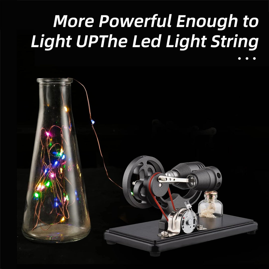 Bisofice Stirlingmotor Stirling Motor Modell mit LED Licht, Heissluft Sterling Engine, Schwungrad-De