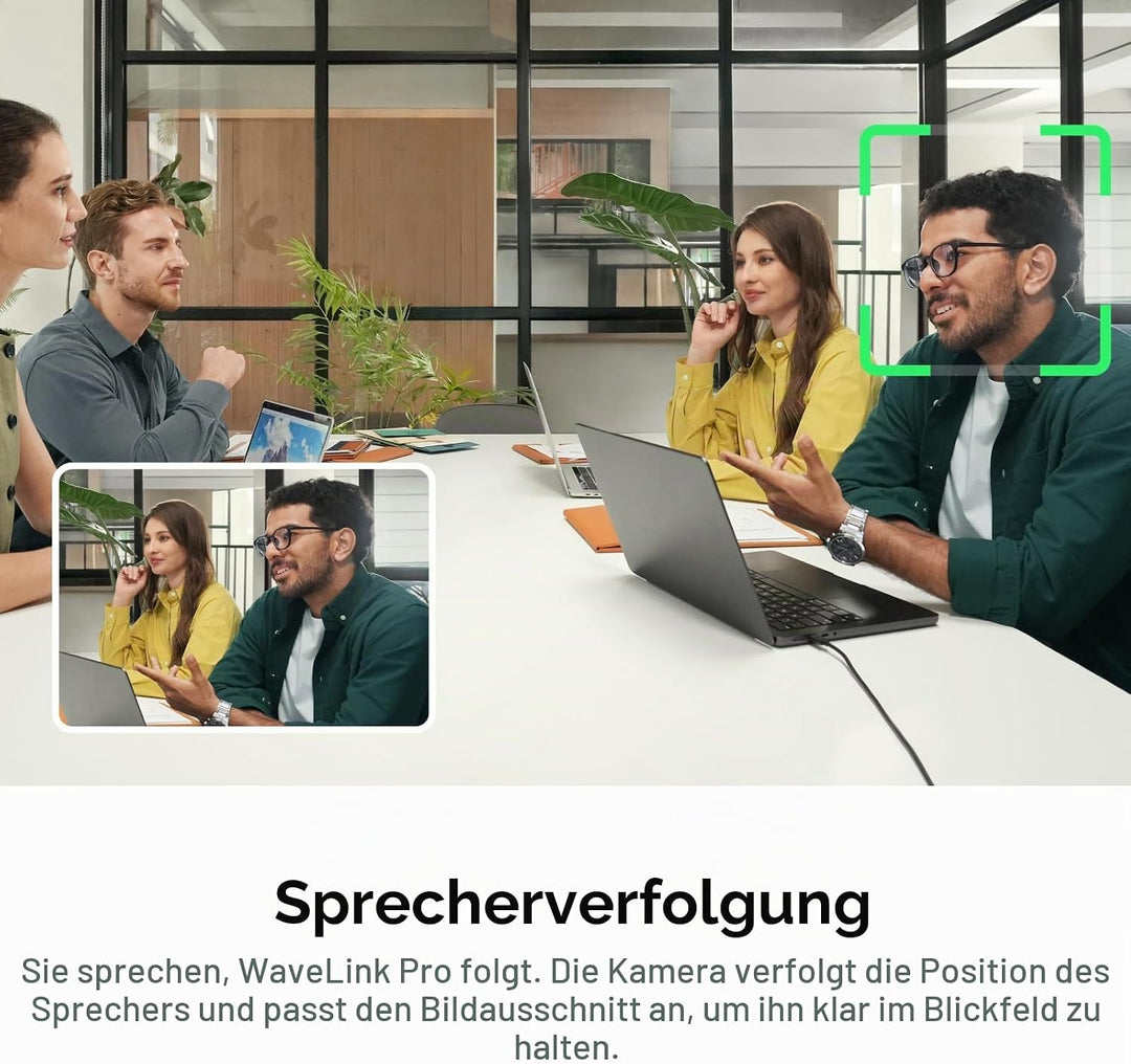 Insta360 WaveLink Pro – 4K Konferenz-Lautsprecher mit Kamera, Vortrags-Tracking, 5 m 360°-Stimmerfas