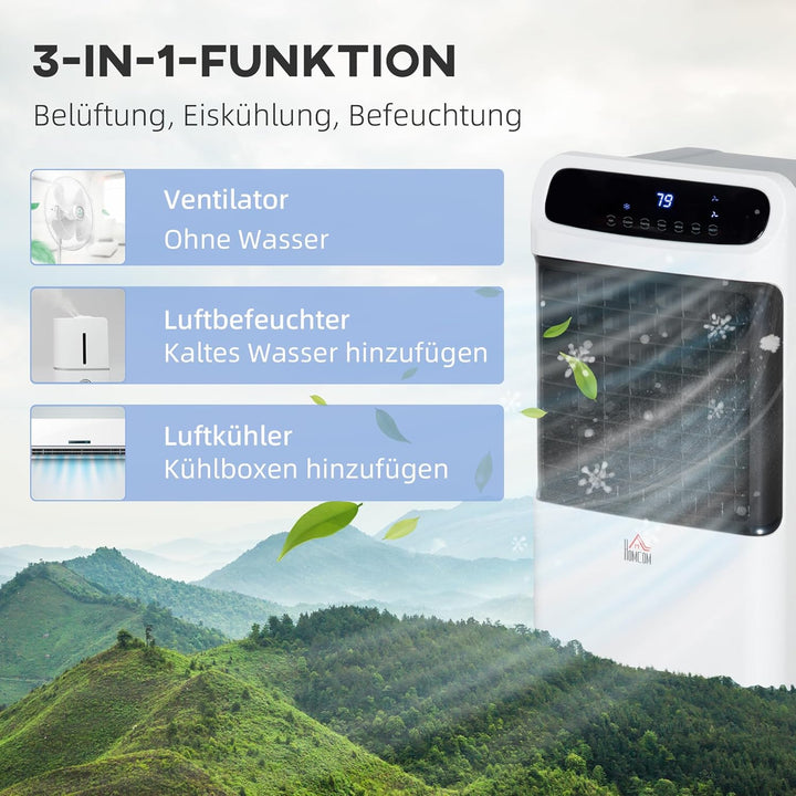 HOMCOM Luftkühler mit Wasserkühlung Leise mit Fernbedienung 81 cm 60° Oszillierende Ventilator Stand