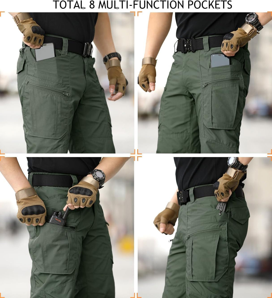 CARWORNIC Herren Taktische Hose wasserdichte Cargo Hose Militär Outdoorhose 34W / 32L Armee-grün, 34