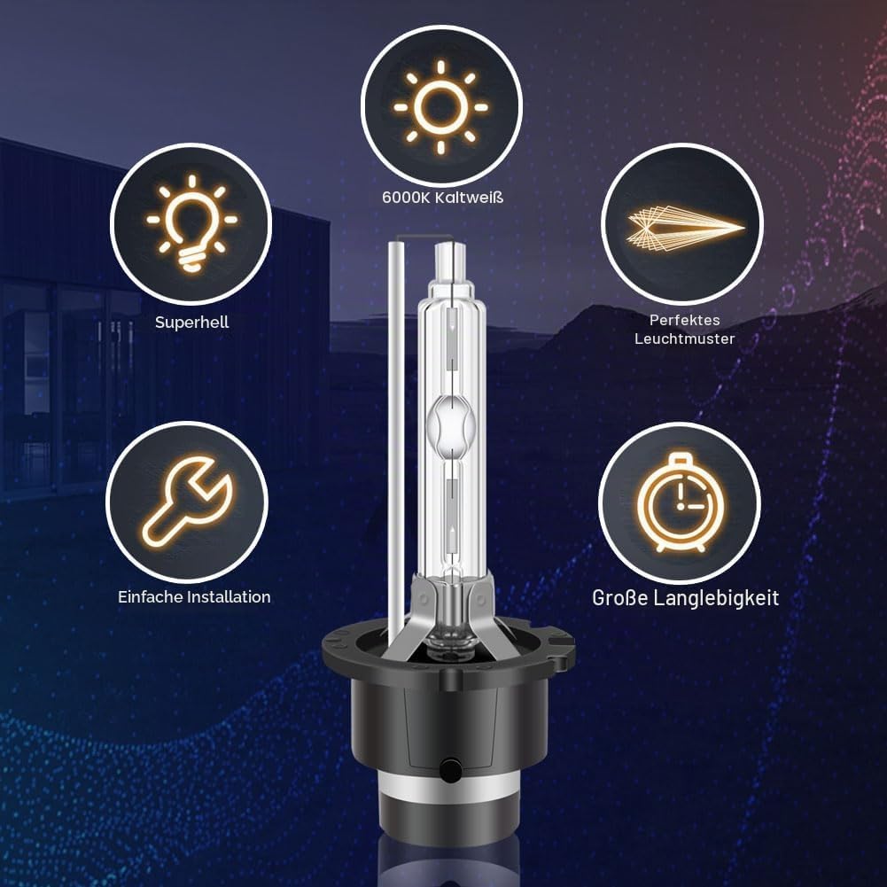 Erato D2S Xenon Brenner HID Scheinwerferbirnen, 6000K 35W Diamond Weisslicht Birnen Entladungslampe