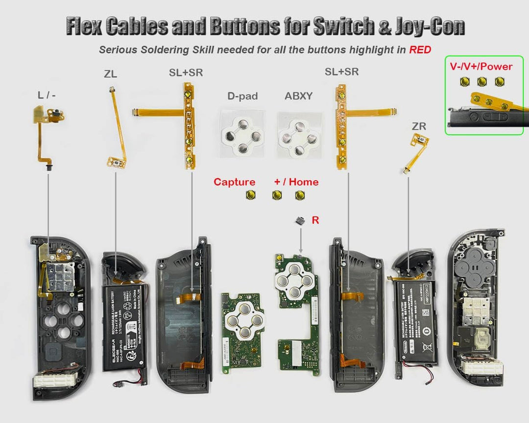 ElecGear Entlötklinge und Werkzeuge + Flexkabel und Mikro-Taktilschalter Ersatz für Joy-Con Controll