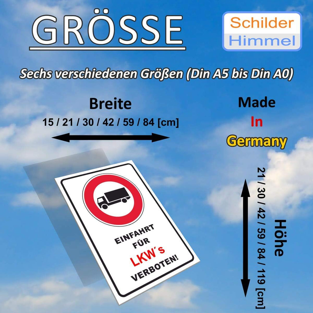 SCHILDER HIMMEL anpassbares Einfahrt für LKW verboten Schild 42x30cm Kunststoff, Nr 137 eigener Text