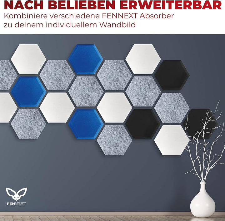 FENNEXT® Schallabsorber Wand Paneele [9 Stk.] für spürbar reduzierte Geräusche I Modernes Akustikbil