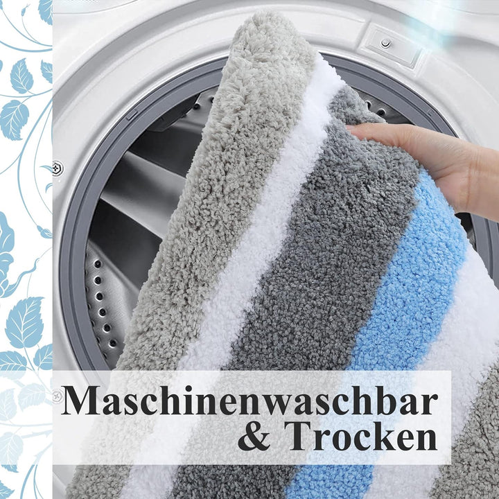 Homaxy rutschfest Badematten Set 2 teilig Mikrofaser Saugfähige Badteppich Set Weich Hochflor Badvor