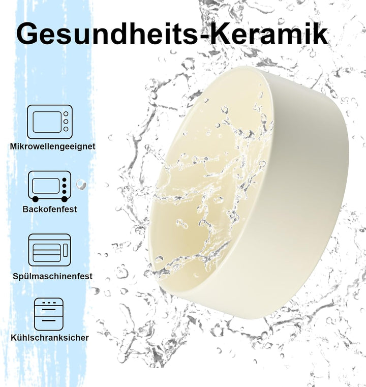 SPUNKYJUNKY Hundenapf Keramik Erhöhter Futternapf Set mit Bambus Ständer für Katzen und Hunde (400ml
