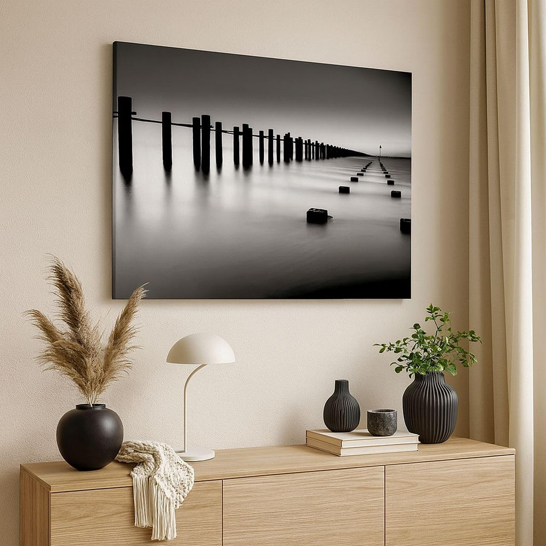 Bilder auf Leinwand 100x70cm Leinwandbild Meer Ufer Ozean Horizont Gross Wanddeko Bild Schlafzimmer