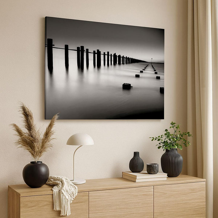 Bilder auf Leinwand 100x70cm Leinwandbild Meer Ufer Ozean Horizont Gross Wanddeko Bild Schlafzimmer