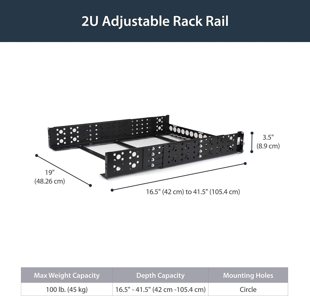 StarTech.com 2 HE Universal Server Rack Schienen - TAA-konforme Server Montageschienen mit einstellb