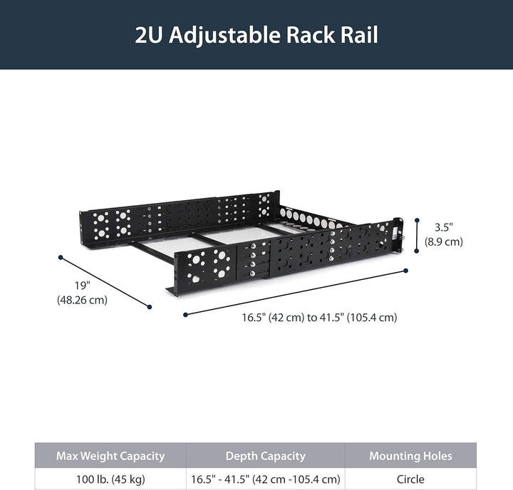 StarTech.com 2 HE Universal Server Rack Schienen - TAA-konforme Server Montageschienen mit einstellb