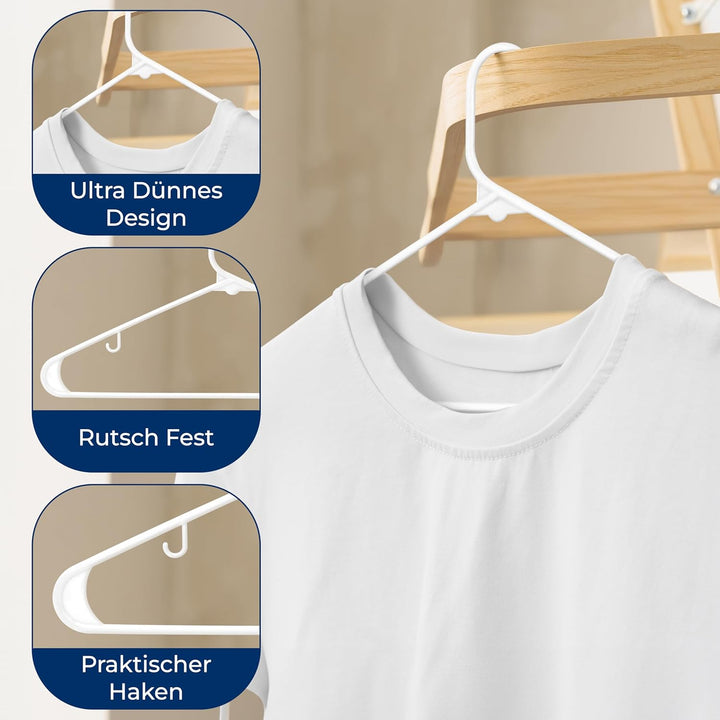 SereneLife Kleiderbügel Weiss 100 Stück, Clothes Hanger, Kleiderbügel Kunststoff, Kleiderbügel platz