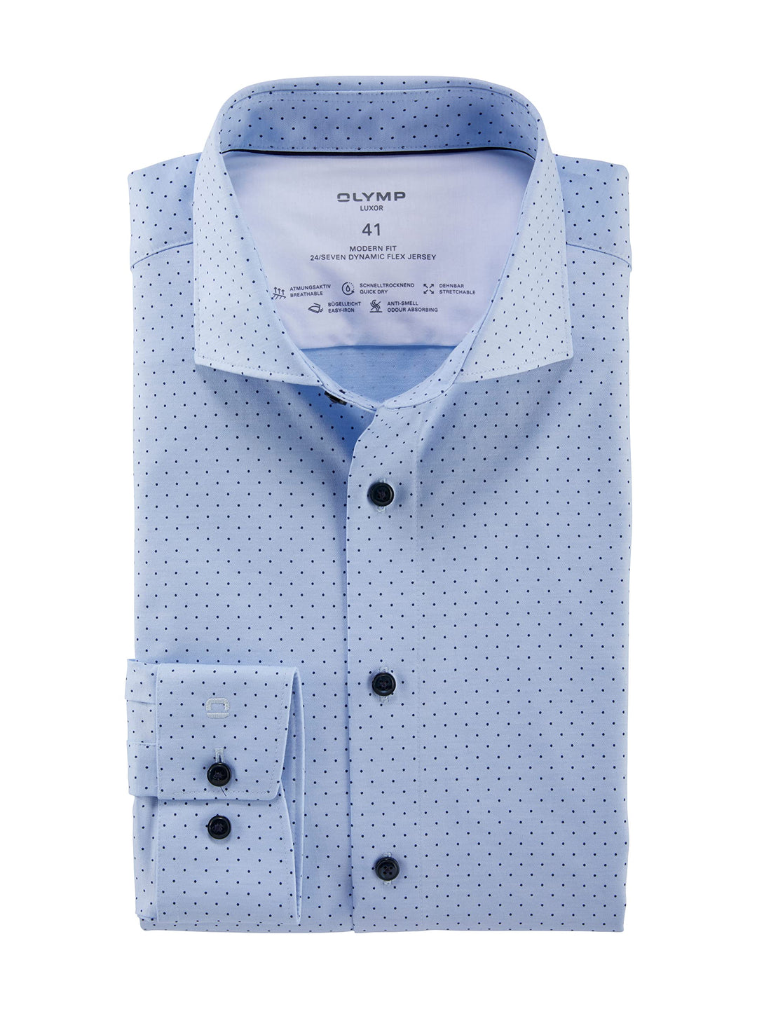 OLYMP Herren Businesshemd Langarm Luxor 24/Seven,modern fit,Kent-Kragen 44 Bleu 11, 44 Bleu 11