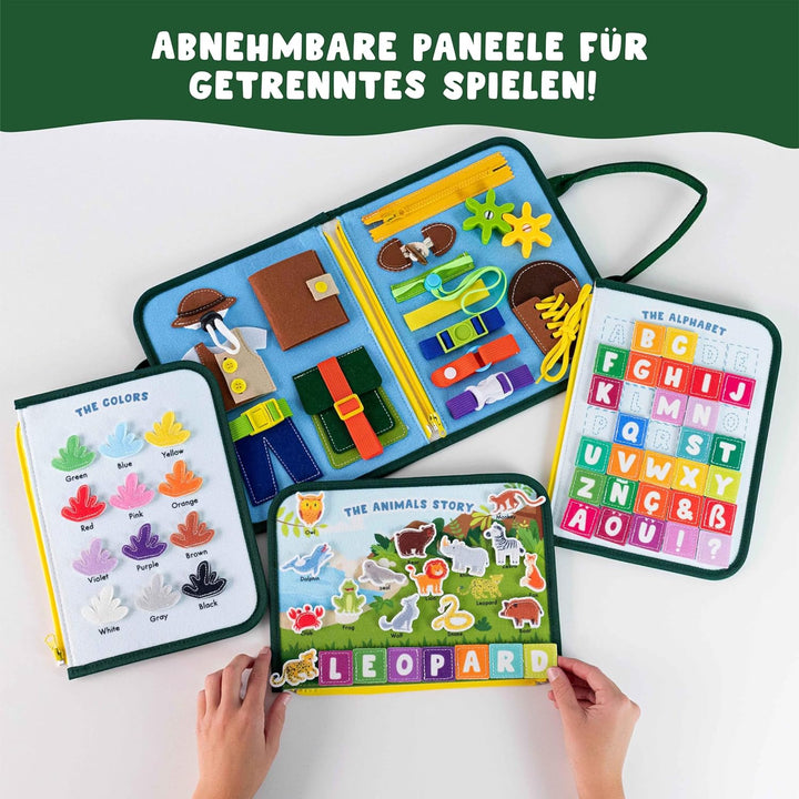 BONNYCO Montessori Busy Board aus Filz Pädagogisches Montessori Spielzeug, Activity Board Baby Motor