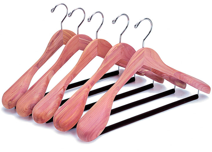 Amber Home 5 Stück 44,5cm Zeder Kleiderbügel aus Holz mit Breite Schultern(5.8cm), Natürliche Zedern