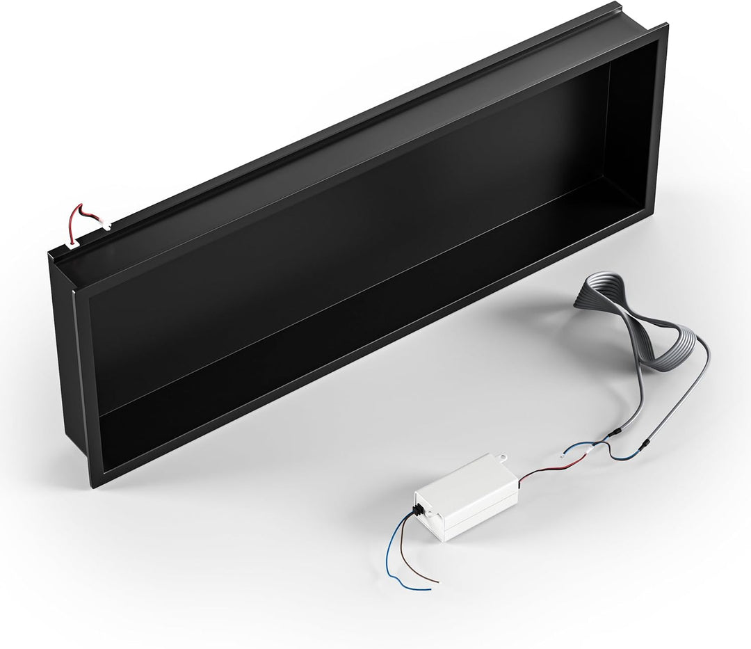 Wandnische Dusche Edelstahl mit LED Streifenlicht, 90 cm x 30 cm, Wasserdicht - Keine Fliesen Erford