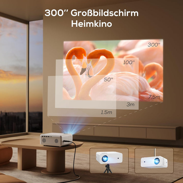 Beamer, AKIYO 7500 Lumen WiFi Mini Beamer Full HD, Native 1080P Full HD Heimkino Video Beamer, HiFi-