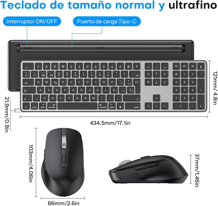 OMOTON Mac Tastatur Maus Set Kabellose für MacBook Air/Pro/iMac/iMac Pro/Mac mini, Bluetooth Funktas