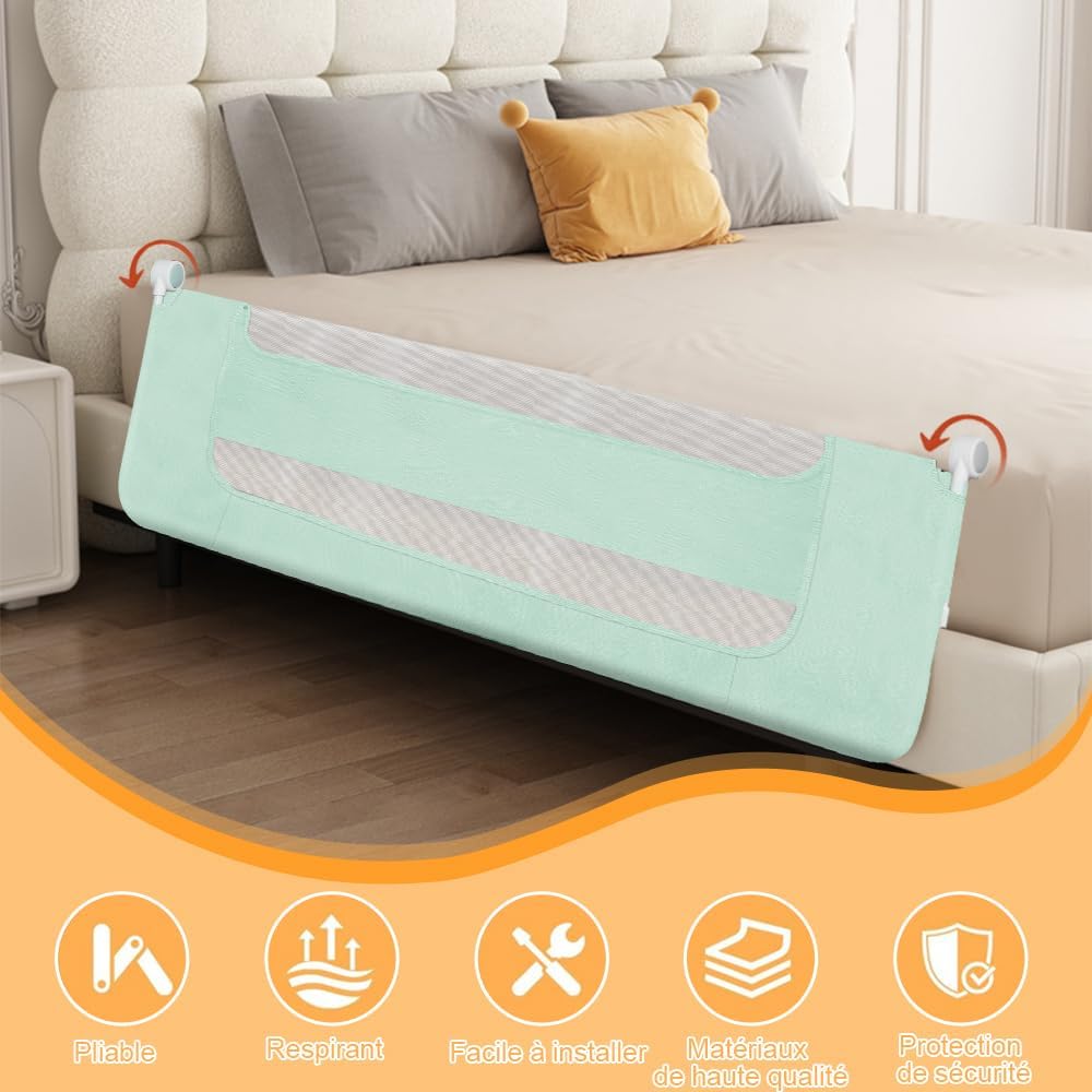 OHMG Bettgeländer,Sicherheitsgitter für Kinder,Sicherheitsgitter für Bett,höhenverstellbar,tragbar,B