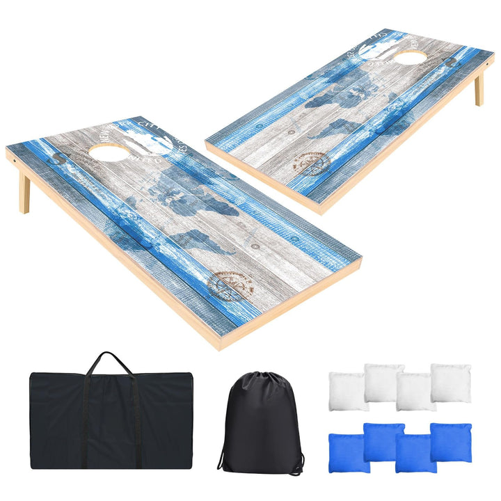 Wakefa Cornhole Verordnung Grösse 121x60cm Massivholz Sackloch Spiel Set mit 2 Corn Hole Boards, 8 S